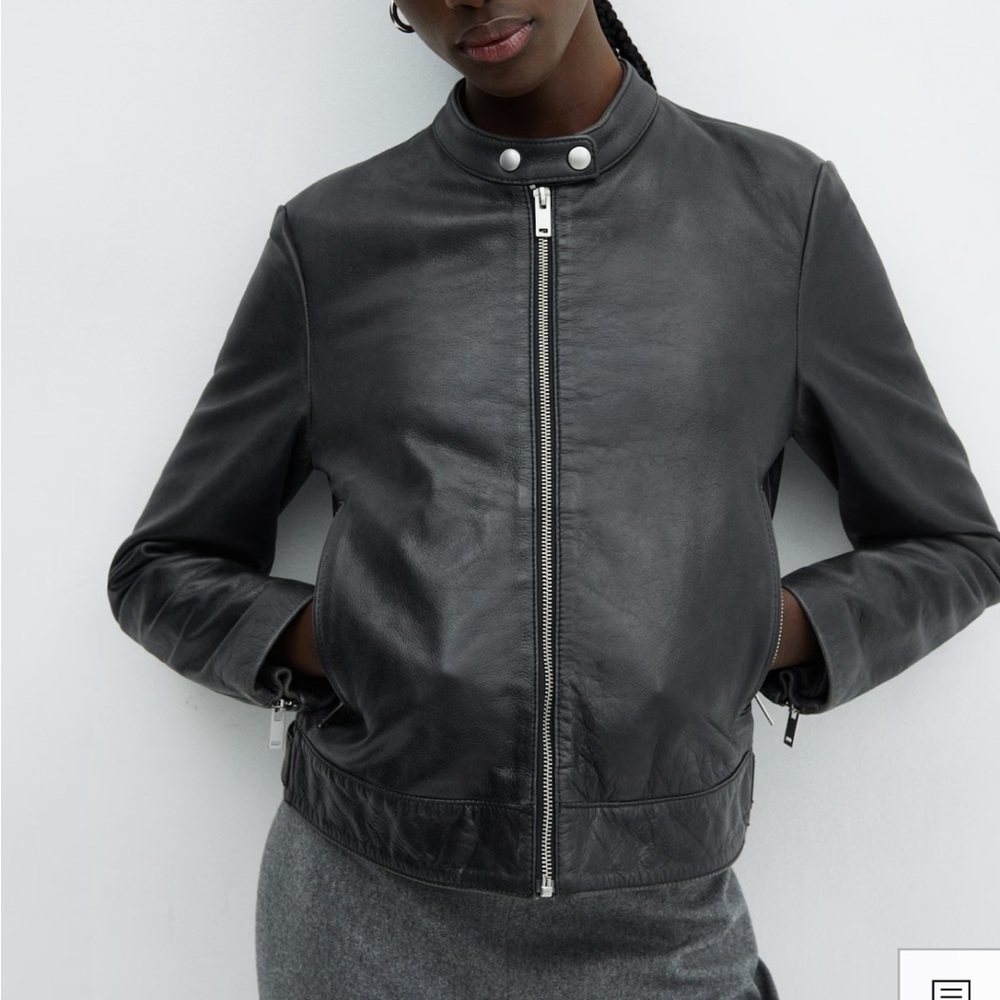 Mango Deep Emerald Sheep Leather Jacket XS